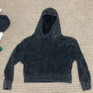 Cropped Velvet Hoodie